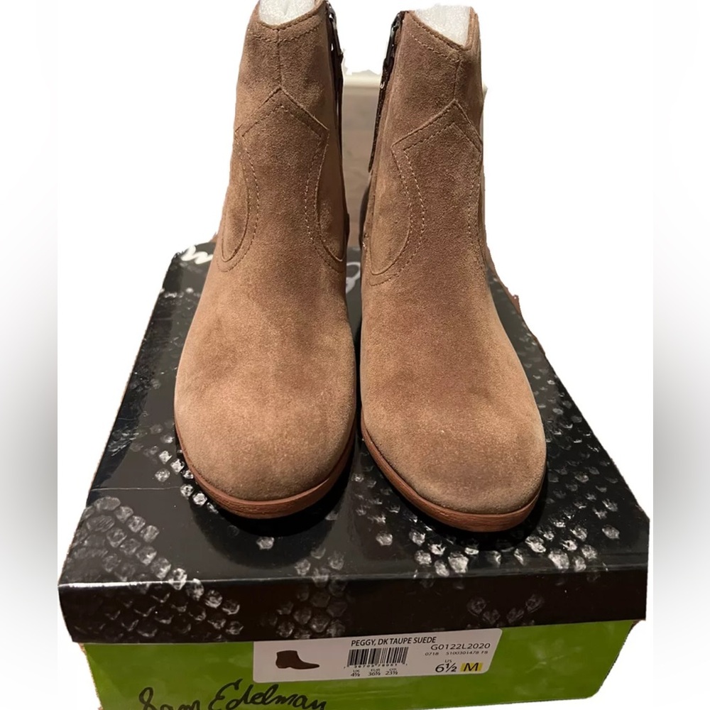 Sam Edelman Boots Women's Size 6.5 Peggy Brown Suede Ankle Zip Booties